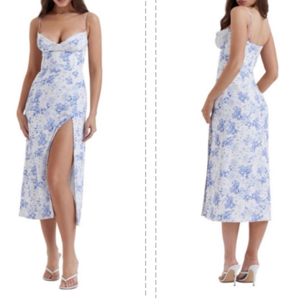 NWOT house of cb CHARLOTTE BLUE PRINT CORSET MIDI Sun DRESS size small
